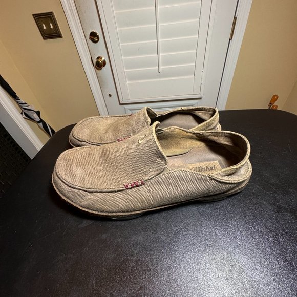 olukai size 10  moloa kapa green canvas comfort slipon loafer shoe main image 11